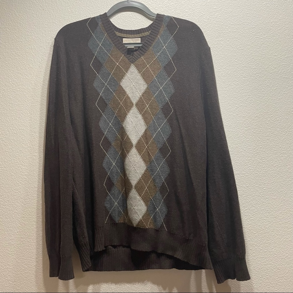 Vintage Banana Republic Brown Argyle Pullover Sweater Size Medium